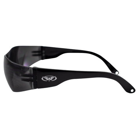 Tough As Nails Safety Glasses With Super Dark Lenses ANSI Z87 1 Certified profile view showing heavy duty polycarbonate frames.
