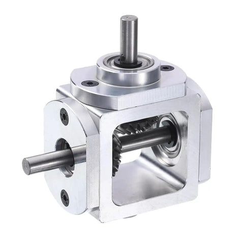 Right Angle Bevel Gearbox 1 To 1 90 Degree Drive With Single Output Shaft 20 Teeth Bevel Gear 1 Module Aluminum Frame