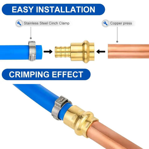 Half Inch Copper Press To PEX Crimp Coupling Brass Adapters Pack Of 10 For Copper And PEX Pipe Connection diagram with fittings