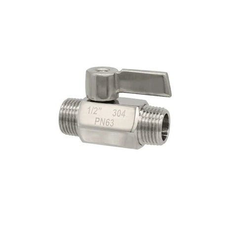 Rock Solid 304 Stainless Steel Ball Valve F Female To M Male M14x15 Thread High Pressure Plumbing Shutoff Built Tough Corrosion Resistant Reliable Flow Control 1/2 inch size with lever handle.