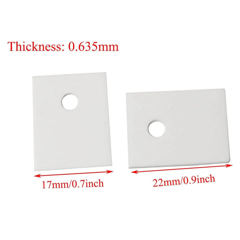 10 Pack TO-3P Alumina Ceramic Sheets For Transistors And Thyristors Insulation in white with thickness 0.635mm, sizes 17mm and 22mm