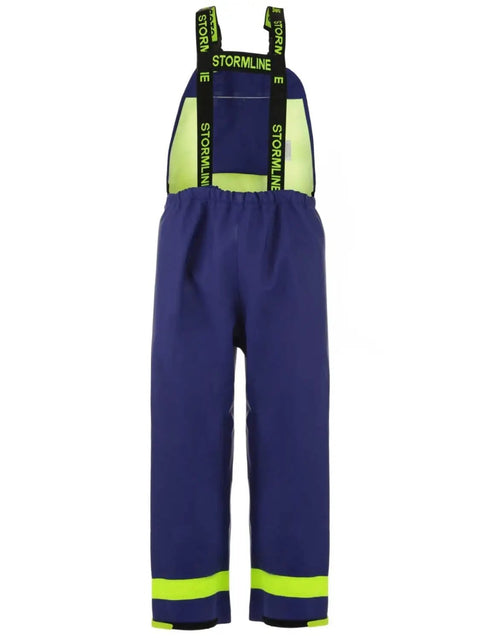 Heavy-Duty Waterproof Bib Pants With Knee Pads And Welded Seams For Fishing, Pressure Washing And Industrial Work, 650gsm PVC Rain Gear, Internal Pocket, Triple Layer Knee Protection, Reinforced Knees, Removable Pads, Blue Neon, Size S