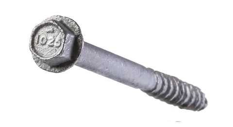 Close-up of No. 10 Strong Drive SD Connector Screws 2-1/2 Inch With Quarter Inch Hex Head Pro Grade Heavy Duty Galvanized Coating