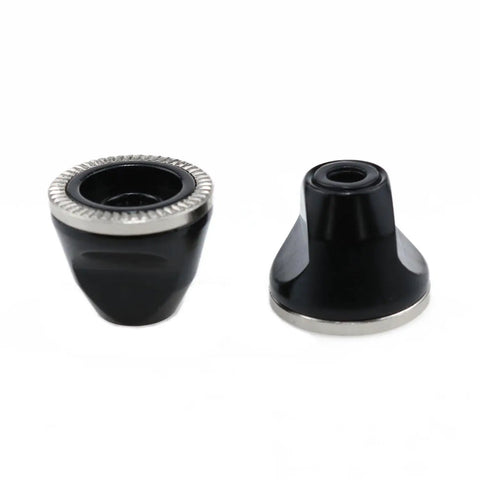 Bike Axle Nut Set M5 Aluminum Alloy Quick Release Rod Nut For Bicycle Hub Fixed Gear 2 Pack, black and silver, side view