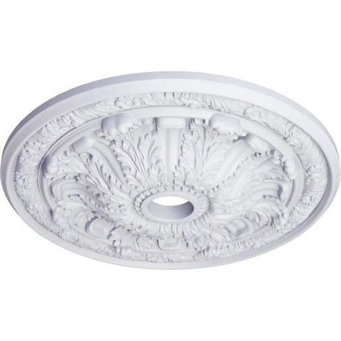 Flagstone Ceiling Medallion For Canopies 30 Inch Outer Diameter Inner Opening 3 7/8 Inches Projection 3 1/4 Inches Primed Polyurethane