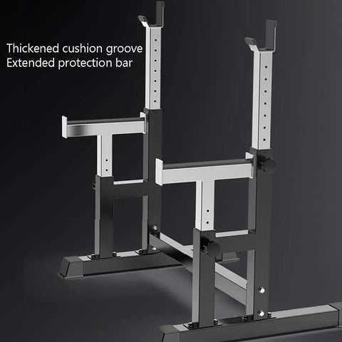 Adjustable Multifunction Squat Rack With Dip Stand And Barbell Holder For Home Gym featuring thickened cushion groove