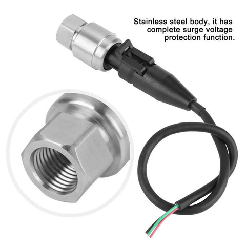 Stainless Steel G1/4 Pressure Transducer Sensor With 5V Output And 0.5-4.5V Or 0-5V Signal, Wide Range 0-100 PSI, Pro Grade Oil Gas Water And Air Pressure Sensor For Industrial Use.