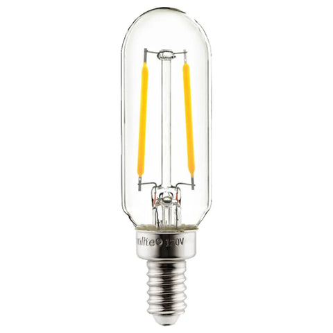 Energy Saving LED Filament T8 Tubular Light Bulb 2W 25W Equivalent Candelabra E12 Base Dimmable Instant On 2700K Soft White