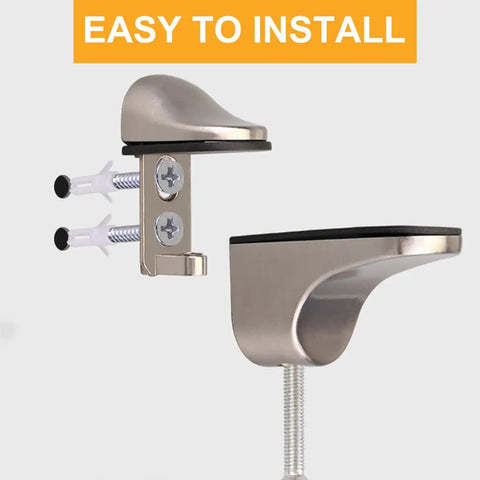 4 Pack Adjustable Floating Glass Shelf Brackets Zinc Alloy Clamp Mounts For Wall Shelves And Bookshelves, side view