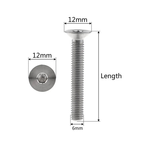 Top Shelf 5 Piece Set Of Grade 5 Titanium M6 Flat Countersunk Hex Socket Cap Bolts In Sleek Gold Finish designed for tough custom builds, 12mm length and 6mm head size.