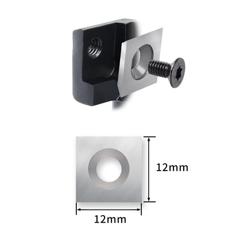 Straight Up 12X12X2.2Mm Square Corner Tungsten Carbide Turning Inserts, 12mm size showing a cutting edge, used in CNC and planers.