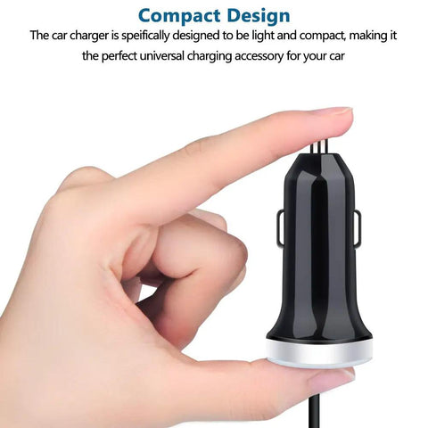 Person holding compact USB C Car Charger With 3.4A Fast Charge And 3ft Type C Cable For Galaxy S26 Ultra S25 S24 S23 S22 S21