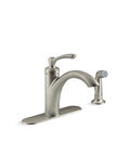 Linwood Single Handle Kitchen Faucet With Sprayer In Vibrant Stainless Finish High Arc Spout Easy Clean Ceramic Cartridge Flexible Hose