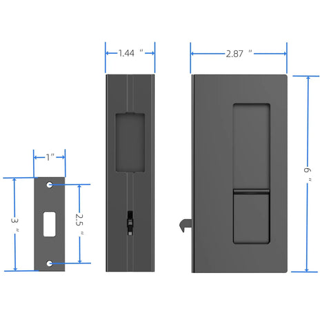 Privacy Pocket Door Pull With Lock Matte Black Stainless Steel Hidden Screws No Visible Hardware Durable 1.0mm Thick
