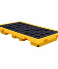 Yellow Spill Containment Pallet With Flat Top Grating For Factory Warehouse And Basement Storage Rugged Built Polyethylene Platform