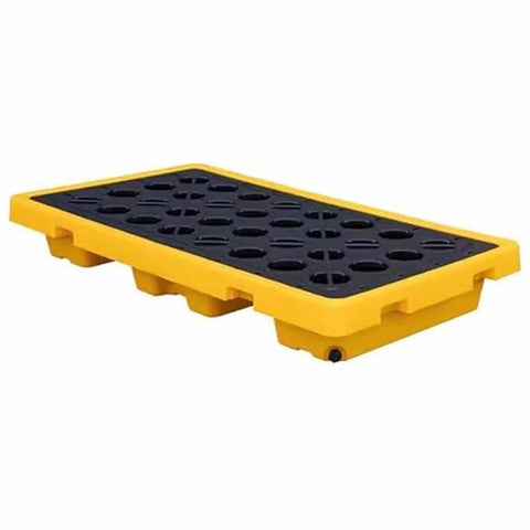 Yellow Spill Containment Pallet With Flat Top Grating For Factory Warehouse And Basement Storage Rugged Built Polyethylene Platform