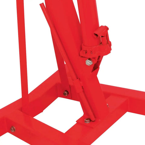 Close up of the hydraulic mechanism on the Straight Up Heavy Duty 3 Ton Hydraulic Engine Hoist Cherry Picker Crane.
