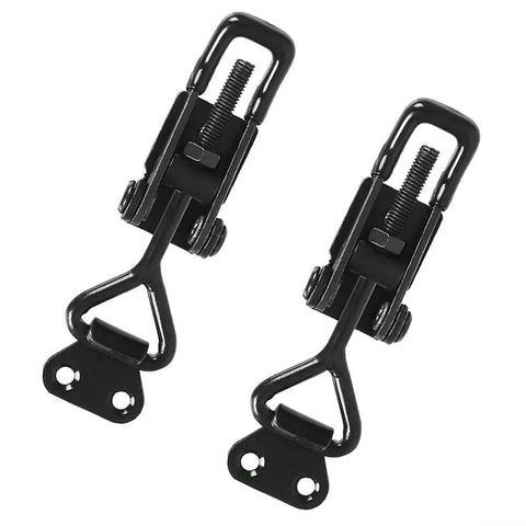 Beefy Steel Toggle Latch Hasp 220lbs Heavy Duty Lock for tool box, 90mm, black finish, shown in pair