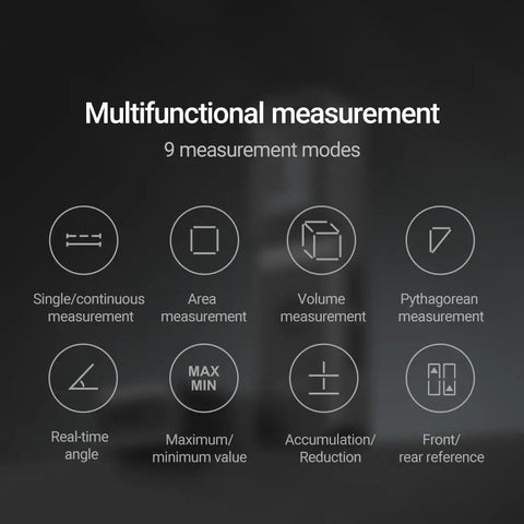 No Sweat Laser Distance Meter With Straight Up Plus Or Minus Two Millimeter Accuracy Up To 165 Feet And Eleven Smart Modes measurement modes overview.