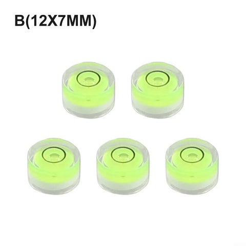 5pcs Round Bubble Levels for Precise for spirit Measurement 5pcs in clear and green color, 12x7mm size for accurate leveling.