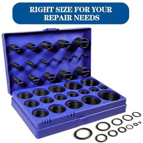 SAE O Ring Kit 407 Pieces in blue case with various sizes for automotive and plumbing repairs