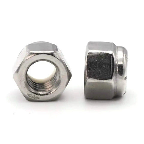 Heavy Duty 18 8 Stainless Steel Nylon Lock Nuts 7/8 14 Thread Pitch, showing nylon insert for secure fastening.