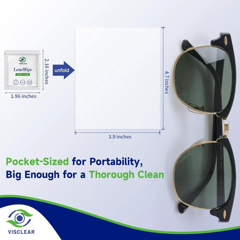 VisClear lens wipes for eyeglasses, 100-count, ocean scent, individually wrapped.