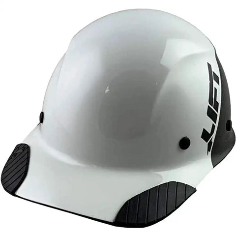 DAX Carbon Fiber Cap Brim Hard Hat 50-50 White Black With 6 Point Suspension, Synthetic Leather Comfort Dome, Lightweight Industrial Safety Helmet
