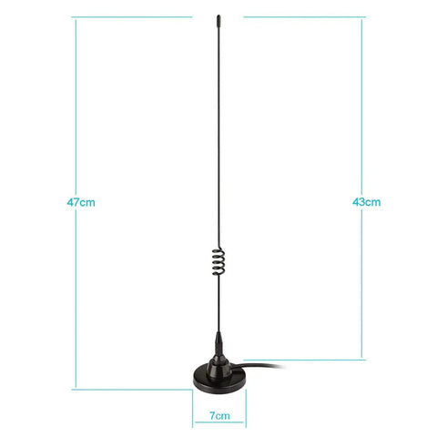 Dual Band Car Ham Radio Antenna With Rock Solid Magnetic Base For VHF UHF 136 to 174MHz 400 to 520MHz, 47cm height, 7cm base diameter