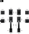 Size dimensions of Double Front Door Lock Set With Dummy Handle, Built To Last Heavy Duty Adjustable Lever, Matte Black Finish