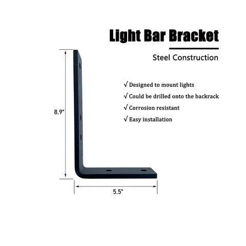 Heavy Duty Light Bar Bracket Set 2 Piece For Backrack And Roll Bar Mounts Easy Drill On Installation For LED Light Bars product image
