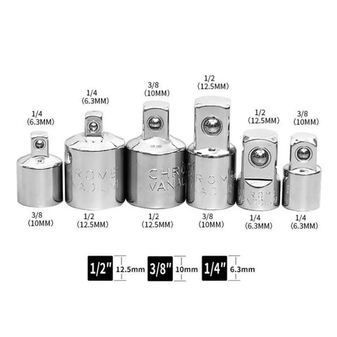 Top Notch 6 Pc Socket Reducer Adapter Kit For Ratchets And Impact Wrenches Heavy Duty Chrome Plated Converters To Boost Your Tool Power And Flexibility At The Garage Or Shop Fast Shipping, 6 chrome socket reducers