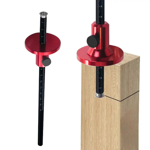 No Fuss Aluminum Wheel Marking Gauge With Quick Knurled Dial And Dual Scale Markings Pro Woodworking on wooden piece.