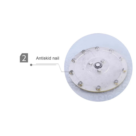 Clear Glass Lazy Susan Turntable base with antiskid nail detail for dining tables and kitchens, round rotating tray component view