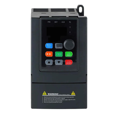 Front view of a Single Phase VFD Drive For 220 To 240V Motors 1/2 HP 0.4 KW Variable Frequency Controller with control panel