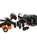HotShot HD4 24V Washdown Pump With 60 PSI And 4 GPM, Heavy Duty Marine Cleaning Power For Boats And Docks, components and hose fittings
