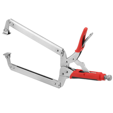 Side view of 4 Piece Beefy 18 Inch Locking C Clamps Set With Swivel Pads And Rubber Handle Sleeves For Welding And Woodworking Heavy Duty Locking Pliers