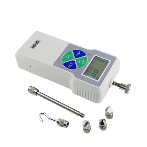 Portable Digital Push Pull Force Gauge Dynamometer For 100N 200N 300N And 500N With Lightweight Design On The Go Precision Battery Low Indicator Overload Protection And Lb Kg N Unit Display, handheld with accessories
