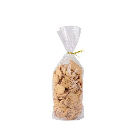 4x6 Clear Flat Open End Cello Bags 200 Pack Heat Sealable Poly Bags filled with cookies, tied with a gold twist tie