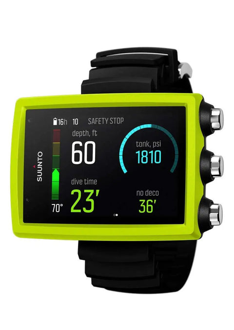 Eon Core Wrist Dive Computer With USB Black Dope Display With Big Digits And Easy Menu For Divers showing dive metrics