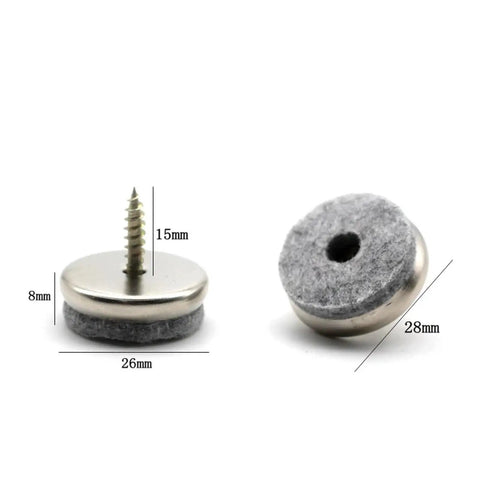 Adjustable Screw In Furniture Felt Glides Set 18 20 22 24 28mm for chairs and tables, showing measurement details