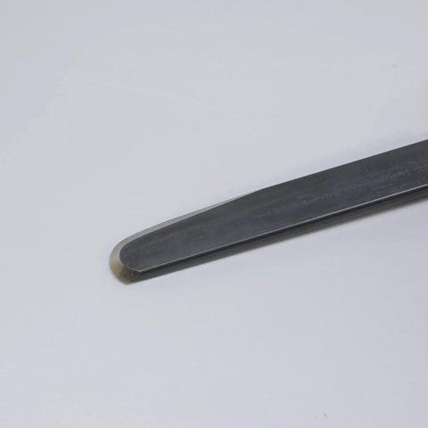 Heavy Duty Nitrided HSS Woodturning Scraper One Inch Wide Negative Rake And Radiused Edge Built Like A Tank For Knockout Woodworking Results Every Time, close-up view of radiused edge.
