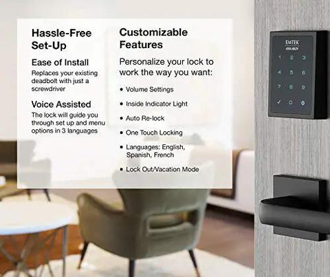 Slick Motorized Touchscreen Keypad Smart Deadbolt August Connected With Wifi Bridge, modern design, customizable features, seamless installation.