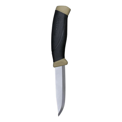 Desert Tan Fixed Blade Outdoor Knife with 4.1 Inch Stainless Steel Blade for Camping Hiking Bushcraft and Survival, front view