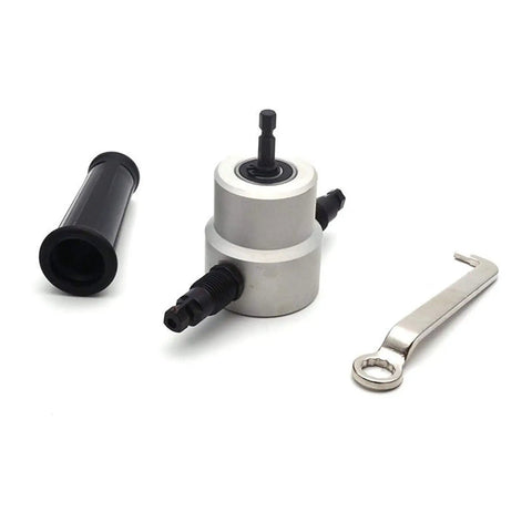 Dope Double Head Metal Nibbler Cutter With Nonslip Handle Fits Electric Drill For Straight And Curved Cuts On Thin Sheet Metal Perfect For Auto Repair And DIY Metalworking Projects Youll Love The Power, with a metal adapter and tools.