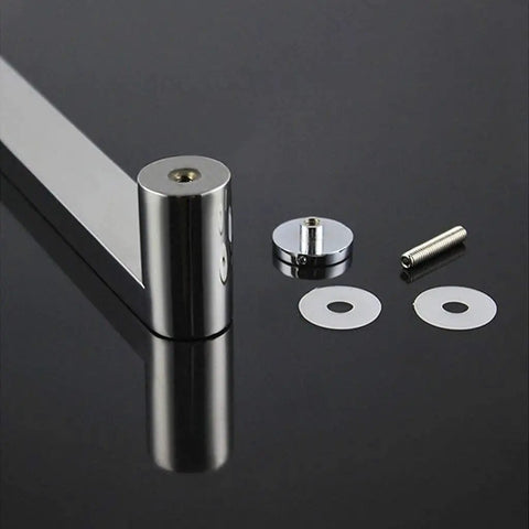 Stainless Steel Shower Door Handle Kit With Towel Bar For Glass Doors And Shower Enclosures 40 Cm Easy Install components on black surface