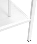 Close-up of white mesh shelf on Four-Tier Metal Ladder Bookcase With Open Shelves, Space-Saving Industrial Display Unit for Bathroom, Living Room, and Office.