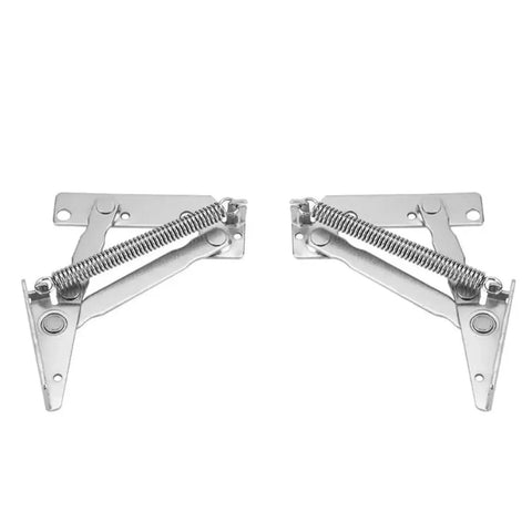 Heavy Duty Spring Hinges 80 Degree Lift Top For Cabinet Doors And Sofa Beds, Surface Mount With Soft Close Damping, 2 Pack, Silver Finish
