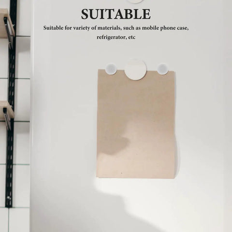 Image showing a paper taped to a wall, highlighting suitability for materials like mobile phone cases and refrigerators.