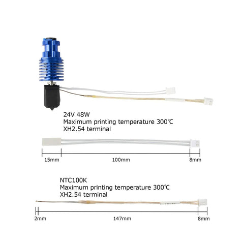 Top Tier V6 Hotend Kit For Creality Ender 3 And Cr10 Plus Fast Thermal Conductivity Ntc100k Thermistor 24 Volt 48 Watt components
